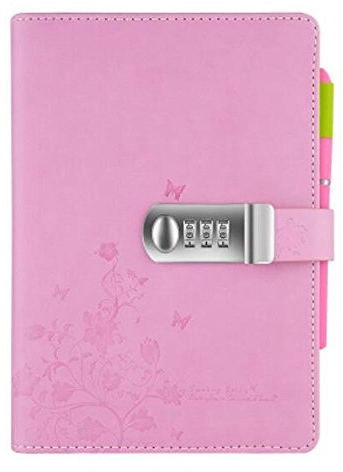 Tagebuch Notizbuch Notebook PU Lederbuch Skizzenbuch Journal,Notebook Sketchbook Memo Tagebuch Mit Schloss Code TPN099 (5.71x8.27 inch) rose