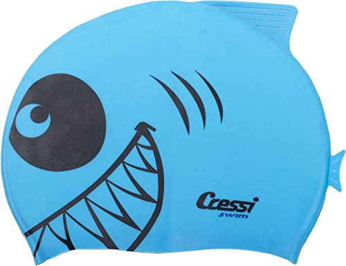 Cressi Shark, Cuffia Nuoto in Silicone Unisex Bambini, Azzurro, Taglia Unica