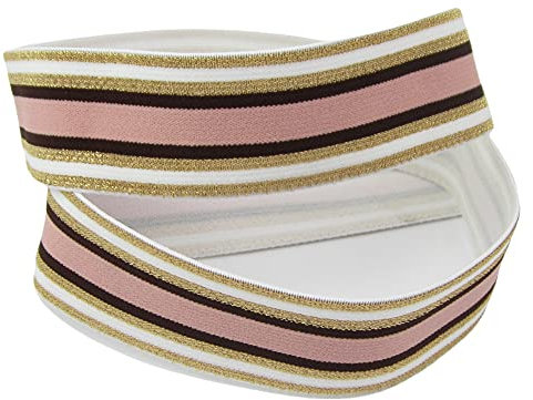 Gummiband mit Streifen, 40mm, elastisch, 1970, Elastic, nähen, Meterware, 1meter (Gold)