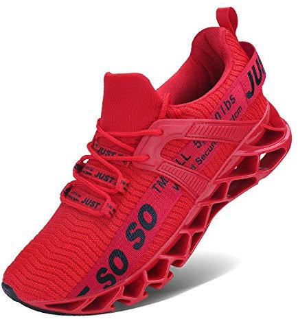 JSLEAP Laufende Tennisschuhe der athletischen gehenden Klingen der Männer Mode-Turnschuhe (2 Rot,Größe 46 EU/280 CN)