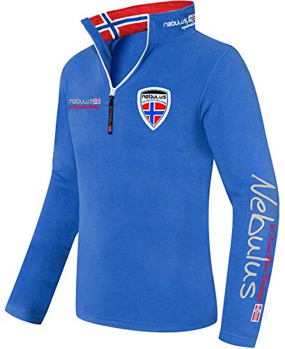 Nebulus Herren Pullover SKANDINAVIA, Warmer Fleecepullover, Pulli aus Fleece mit Half Zip Reißverschluss, Kobalt, Größe L