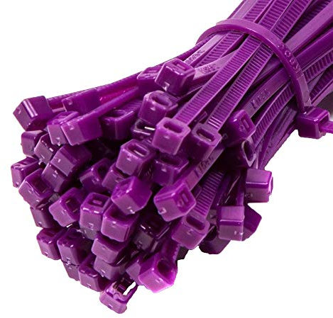 100 Pack of Purple Cable Ties - 300mm x 4.8mm - 12 inch Premium Nylon Cable Tie Wraps