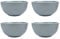 YöL Soup Bowls Set of 4 Cereal Dessert Breakfast Stoneware Solid Grey White Rim
