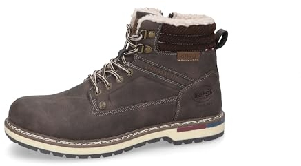 Dockers by Gerli Herren Combat Boots, Männer Stiefeletten,warm gefüttert,Winterstiefel,Winterschuhe,Bootee,Booties,Dunkelbraun,44 EU