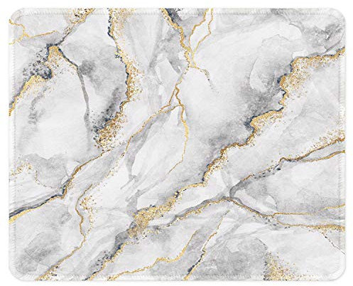 ITNRSIIET Tapis de Souris avec Bords Cousus, texturé de qualité supérieure, Base en Caoutchouc antidérapant, pour Jeux, Ordinateurs Portables et PC, 260 x 210 x 3 mm, marbre Gris