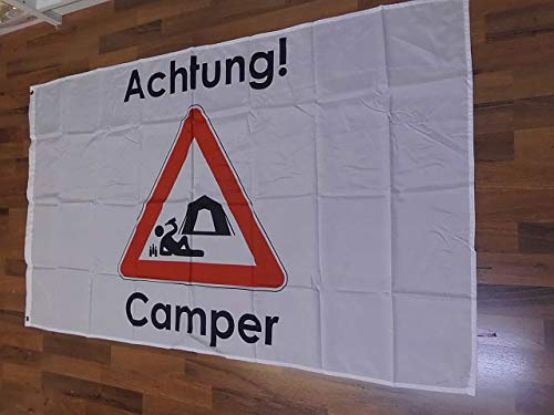 Fahne Flagge Achtung Camper 90x150 cm Party Hissflagge Fahnen