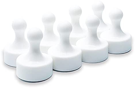 GLASSBOARD STUDIO Powerful Neodymium Magnets, Pawn-Shaped - Strong Fridge/Refrigerator and Whiteboard Magnet, Ideal for Office, Kitchen, Crafts - Rare Earth, Heavy Duty (8, White)