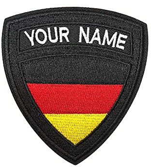 Benutzerdefinierte taktische militärische Namensaufnäher, personalisierte Stickerei Namensschild, Deutschland Flagge Eisen auf/Haken &Schleife Namensaufnäher für mehrere Kleidung Taschen Arbeitshemd