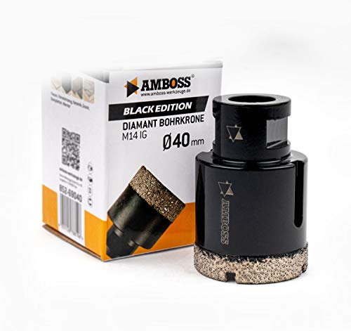 Amboss - Diamant Bohrkrone 40 mm (M14) für Winkelschleifer | Geeignet für Feinsteinzeug, harte Fliesen, Granit etc.