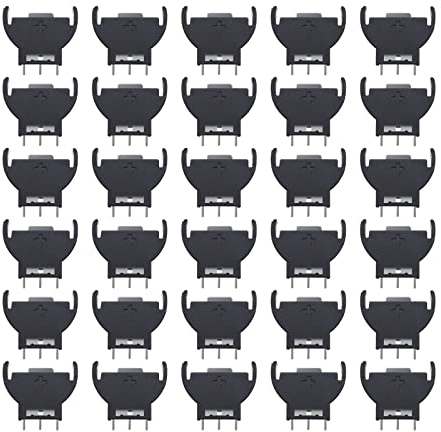 VGOL 30pcs CR2032 CR2025 CR2016 Supporto della batteria del bottone della moneta Cassa del supporto della presa del verticale cassa bottone della moneta con 3 Pin Dip tipo nero