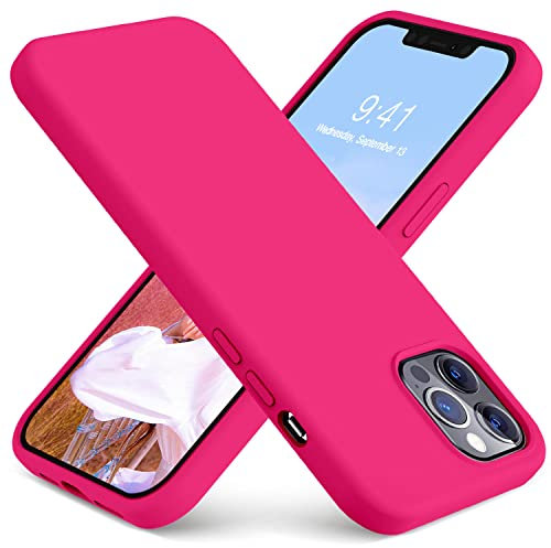 LOVE 3000 Compatible with iPhone 12 Pro Max Phone Case | Thickening 2.1 MM Liquid Silicone | Anti-Scratch Microfiber Lining | Full-Body Duty Heavy Protection Case for Men, Hot Pink
