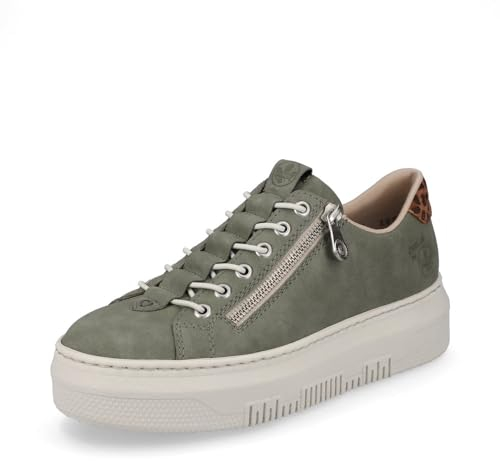 Rieker Damen Low-Top Sneaker M1952, Frauen Halbschuhe,Sportschuhe,Freizeitschuhe,Turnschuhe,Laufschuhe,straßenschuhe,grün (52),40 EU / 6.5 UK
