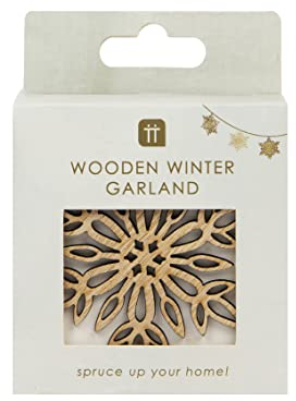 Talking Tables FOREST-GARLAND Weihnachtsgirlande aus Holz, Schneeflocke, 2 m, umweltfreundlich, rustikaler nordischer Stil, wiederverwendbar, 2m with 12 snowflake pennants