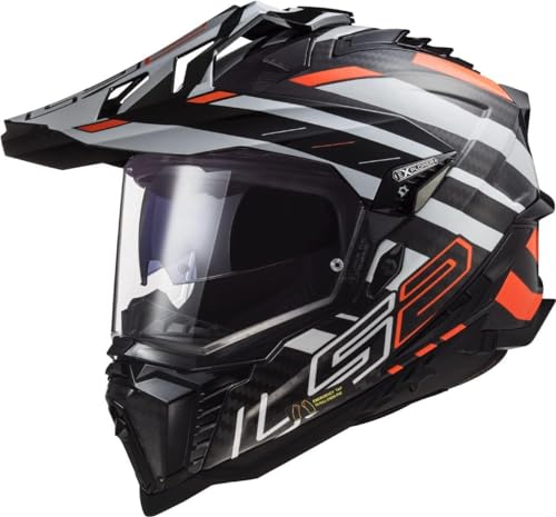 LS2, Motocross Helm EXPLORER CARBON EDGE Black Orange White, XS
