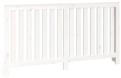 vidaXL Heizkörperverkleidung Lamellen-Design Heizungsabdeckung Heizungsverkleidung Heizung Abdeckung Heizkörper Weiß 153x19x84cm Massivholz Kiefer