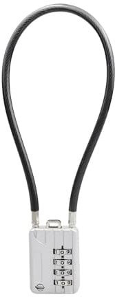 SISAV Serrure à câble long de 30cm/12pouces avec cadenas à combinaison à 4 chiffres,câble de sécurité réinitialisable,pour bagages,valises,armes,casques - couleur argentée 1 Pièces