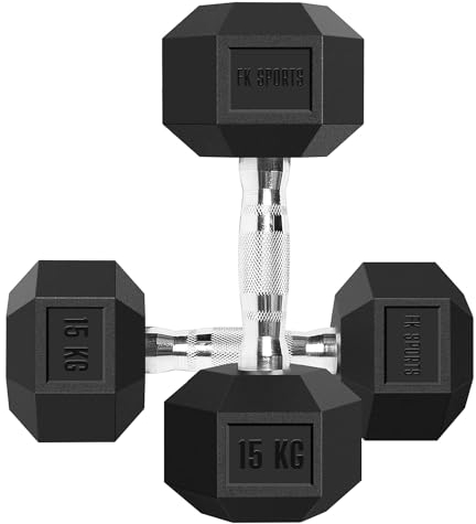 FK Sports Dumbbells (Set of 2), Weight Dumbbell Set 2.5Kg, 5kg, 7.5kg, 10kg, 12.5kg, 15kg, 20Kg In Pair - Hex Dumbbells Set for Women & Men - Gym Equipment for Home - Weights Set (7.5KG)