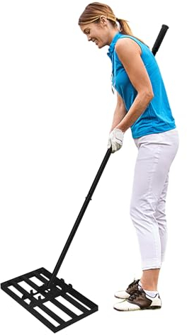 HENGMEI Rasen Rakel Edelstahl Lawn Rakel Leveling Rake zum Sanden Abziehen Levelingrake Leveler Lawnleveling Golf Gartengras Werkzeug Hinterhof Rasen Rasenschieber (Schwarz, 25x50cm)