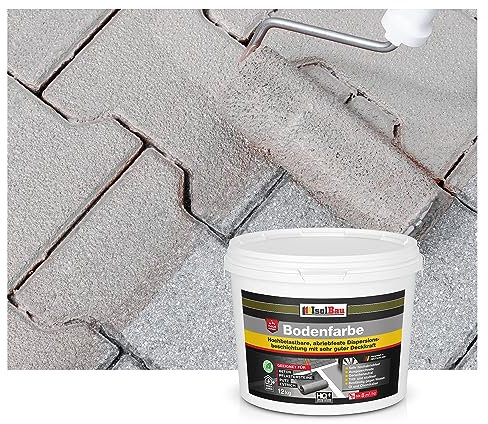 Isolbau Peinture de sol, 12 kg, pour sol et béton, pour cave, garage, atelier, revêtement de sol imperméable pour intérieur et extérieur, gris pierre (RAL)