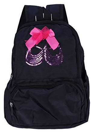 Theaque Mädchen Tanztasche Nylon Rucksack Ballett Kleine Mädchen Aufbewahrungstasche Pailletten Dekoration Kinder Schultasche, Schwarz