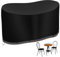 RICHIE 2-Sitzer-kleine Bistro-Set-Abdeckung, 146*70*80cm wasserdichte Garten-Patio-Möbel-Set-Abdeckung im Freien, 600D Oxford-Gewebe-Bistrotisch-Tischabdeckung im Freien, Winddichte Anti-UV-Schwarz