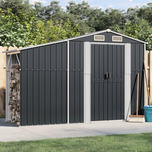 ARKEM Abri de Jardin Anthracite 277x93x179 cm Acier galvanisé,Abris De Jardin,Abri De Stockage pour Jardin,Abri D'Outils De Jardin