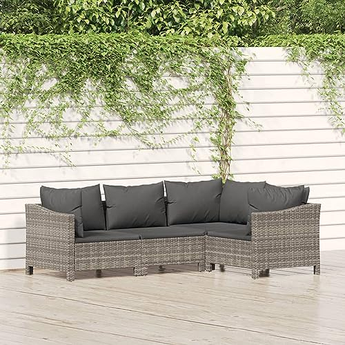 SECOLI Rattan gartenmöbel Set gartenlounge Outdoor Balkon Lounge Set balkonsofa loungesofa Outdoor Gartensofa Balkon sitzgruppe Lounge gartenmöbel mit Kissen-4-tlg