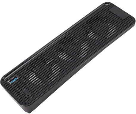 Game Console Cooling Fan, Low Noise Spring Block Cooling Fan with LED Light for Old (Black)