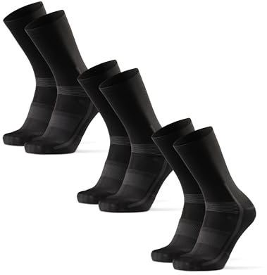 DANISH ENDURANCE Calcetines de Ciclismo Altos, Acolchados y Transpirables, Anti-ampollas, 3 y 5 Pack, Negro, 48-51
