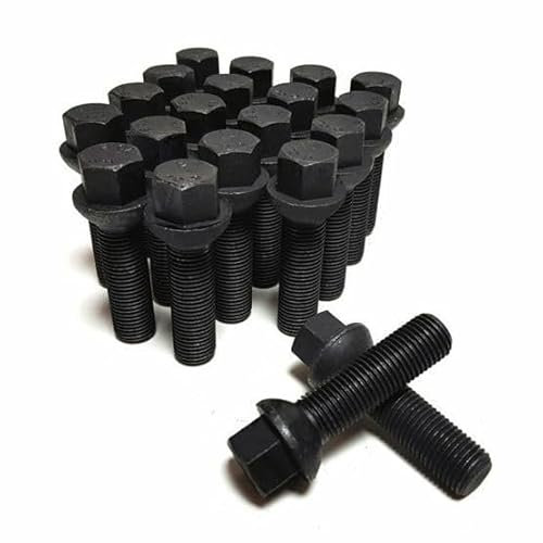 20 Radschrauben M12x1,5 Radbolzen Kugelbund SW17 R12 SCHWARZ große Auswahl (Kugel M12x1,5x30mm)