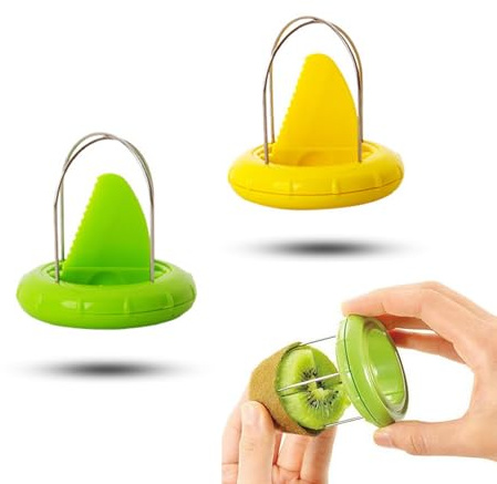 2 PCS Kiwi Peeler Professional Stainless Steel Kiwi Cutter (Green、Yellow)