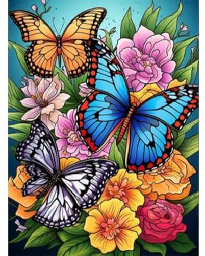 luckyarina Diamond Painting Erwachsene Schmetterling- Diamont Painting Blumen, Schmetterling 5D Diamond Painting für Home Wand Décor 30x40CM