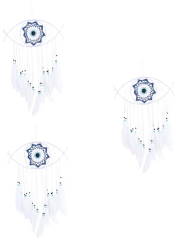 PRETYZOOM Blaues Nazar Perlen 3st Teufelsaugen-wandteppich Levil Eye Böses Dekoration Schlafzimmer Bedroom Decoration Boho- Ornament des Baumwollseil