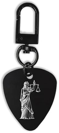 Lady Justice Balance de mesure, porte-clés, plaque d'identité pour chien, porte-clés, médiator, mousqueton, porte-clés, Noir , taille unique