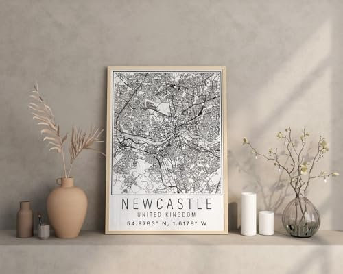 Newcastle Map Art Print Newcastle Travel Print Framed Newcastle Map Art Print MAXI Poster on Canvas - Ispiratrice Motivazionale Arte da parete Vita quotidiana Citazione incoraggiante Frasi brevi famo