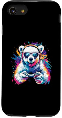 Hülle für iPhone SE (2020) / 7 / 8 Gaming Eisbär Bunt Headset Kunst Gamer Eisbär