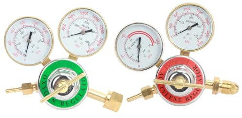 Régulateur d'oxygène acétylène pour kit de torche, régulateurs double jauge en laiton de haute pureté avec pression d'entrée d'oxygène de 0 à 4000 psi, acétylène de 0 à 30 psi, pour soudure, coupe,