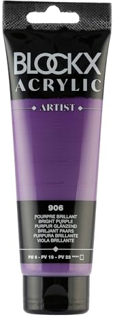 Blockx 60906BXC - Tube 120ml, feine Acrylfarbe, Acrylic Artist, deckend und satiniert, PW 6 PV 19 PV 23 Purpur glänzend, 1 Stück