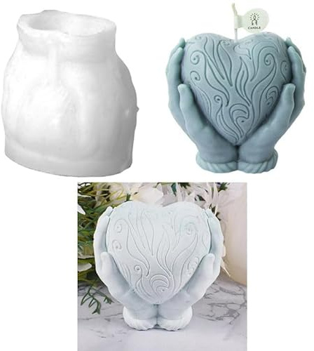 Moule Bougie, 3D Forme de Coeur Moule en Silicone, Saint Valentin Moule Silicone Coeur, Moule Bougie Silicone en Forme de Coeur Modèle 3D pour Anniversaire Saint Valentin Décorer
