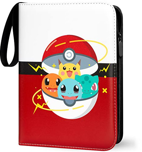 Sammelalbum für Pokemon Karten,Karten Sammelalbum Passt für 400 Karten mit 50 Abnehmbaren Hüllen,Hochwertiges Wasserdicht PU Leder Card Collection Sammelheft,Geschenk für Kinder(R400)