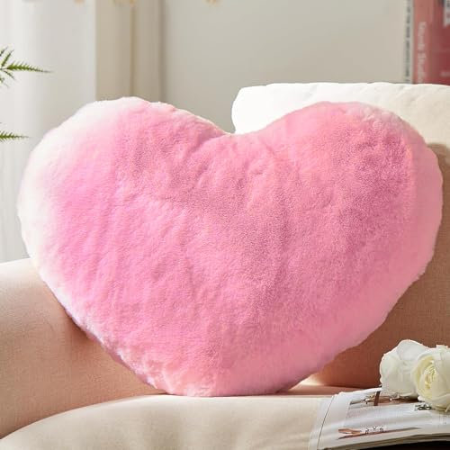 Chingcoo Herz Kissen, Kuschelkissen, Kuschelkissen geeignet für Wohnzimmer Sofa Schlafzimmer Bett Kissen Ästhetik 40 * 35 * 11 (Rosa15)