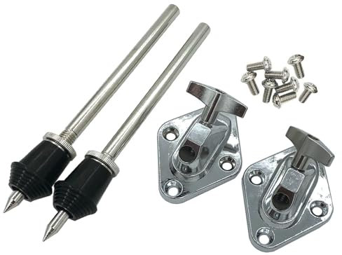 TUOREN 1 Paar Vintage Bassdrum Sporen Beine mit Halterung Bases Halterung, 18,3 cm gerade Kickdrum Beine und Drum Base Hardware Ständer für Percussion Bass Tom Drum Set