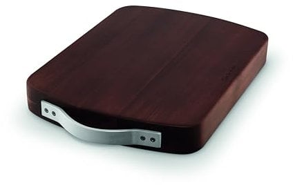 Sur La Table Large Rectangular Butchers Block, Acacia Wood, Brushed Nickel Handles, Walnut Colour
