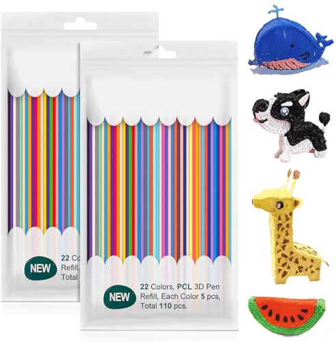 22 Farben 3D Stift filament PCL: 220 Stück 3D Doodler Stifte Nachfüllpacks 2.5mm, 33M 3D Druck Stifte Nachfüllungen für Kinder, Niedrige Temperaturen PCL Filament, 3D Stift Zubehör Set, 15 cm/Stück