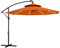 Outsunny 3(m) Cantilever Banana Parasol Hanging Umbrella with Double Roof, LED Solar lights, Crank, 8 Sturdy Ribs and Cross Base for Outdoor, Garden, Patio, Orange