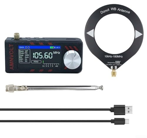 Mini SI4732 mejorado de banda completa para receptor de radio DSP con Hi-Z integrado, receptor de radio de bolsillo SI4732 con pantalla IPS a color de 1.9 pulgadas (negro)