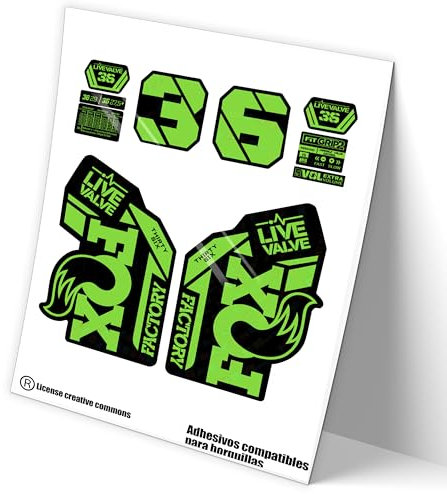REF:VP467 Autocollants compatibles avec fourche FOX 36 FACTORY LIVE VALVE MTB, stickers, autocollants, vinyles pour VTT (GREEN-531)