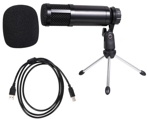 Gatuida 1Set USB Condenser Microphone with Tripod for Excellent Sound Quality Noise Reduction Angles for Karaoke Live Broadcasting Desktop Laptop Compatible