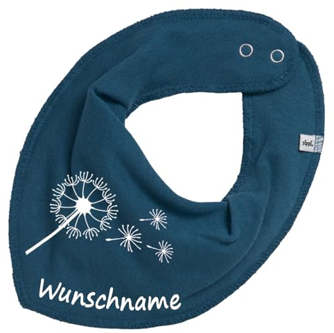HALSTUCH mit Namen oder Text personalisiert für Baby oder Kind aus Baumwolle in Einheitsgröße Pusteblume