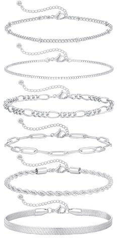 ZOERAY Armband Damen Gold Silber Set Wasserfest 18K Vergoldet Armbänder | Stapelbare Armkette Gold Silber,Verstellbare Mehrere Armbander Twist Figaro Schlange,Modeschmuck Geschenk Set Frauen Mädchen